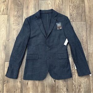 JF J Ferrar Slim Fit Stretch Knit Suit Sport Blazer Sz 34/36 Sh Blue Black